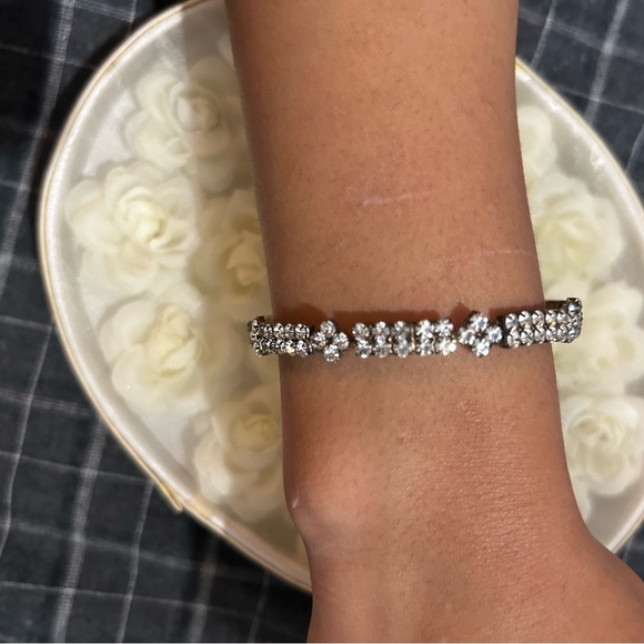 Silver Double Row Crystal Tennis Bracelet - Picture 1 of 2